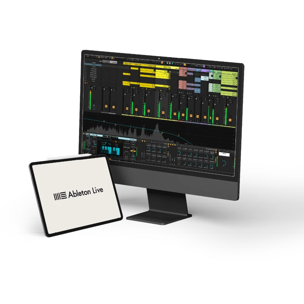 Ableton Live 12 interface met mixer en session view gebruikt tijdens 1-op-1 producerlessen bij The BPM Lab